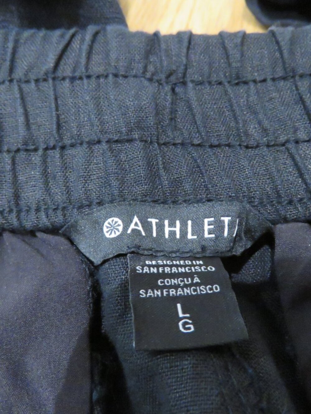 ATHLETA Retreat Linen High Rise Ankle Pant Black Large Travel Coastal Summer - Picture 11 of 12